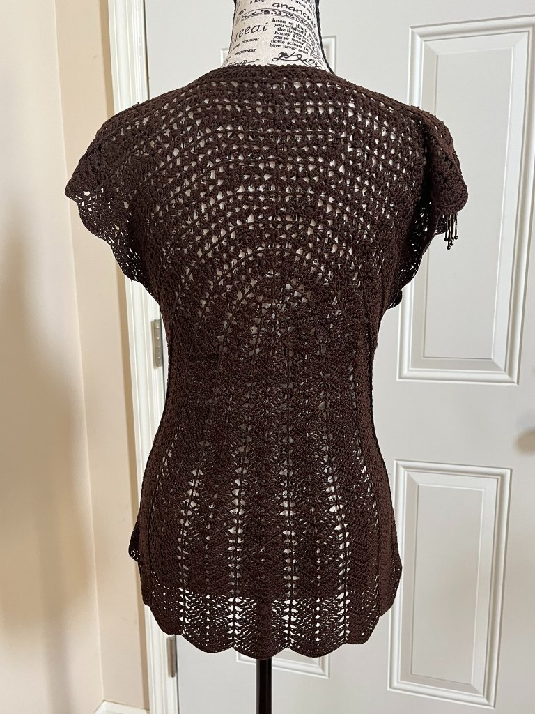 The Limited Brown Crochet V-Neck Top, Size S — image 2 of 8